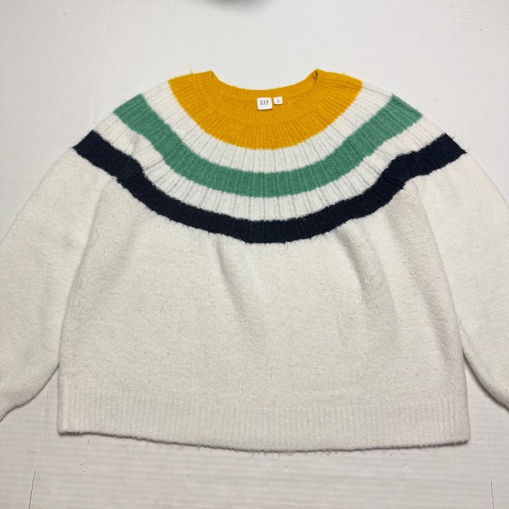 GAP Women's Stripe Yoke Crewneck Sweater Size: XL - Picture 2 of 10